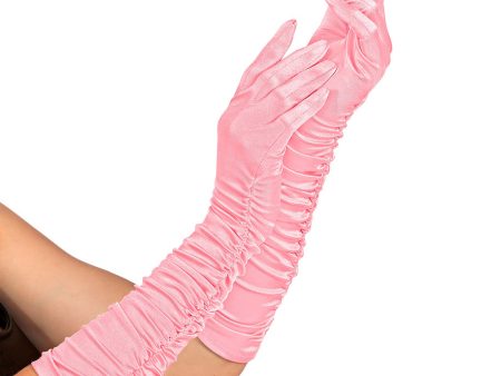 Geraffte Handschuhe in Rosa 44cm on Sale