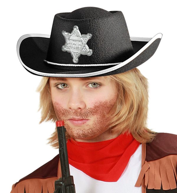 Schwarzer Sheriff Cowboy Hut für Kinder Online now