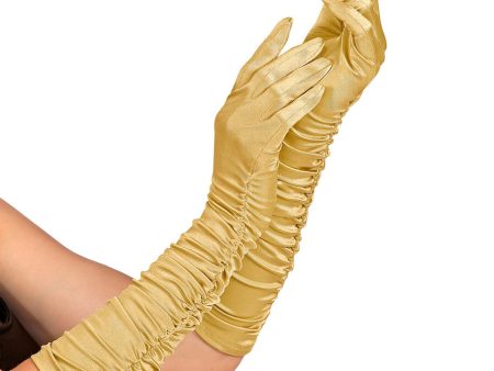 Geraffte Handschuhe in Gold 44cm Discount