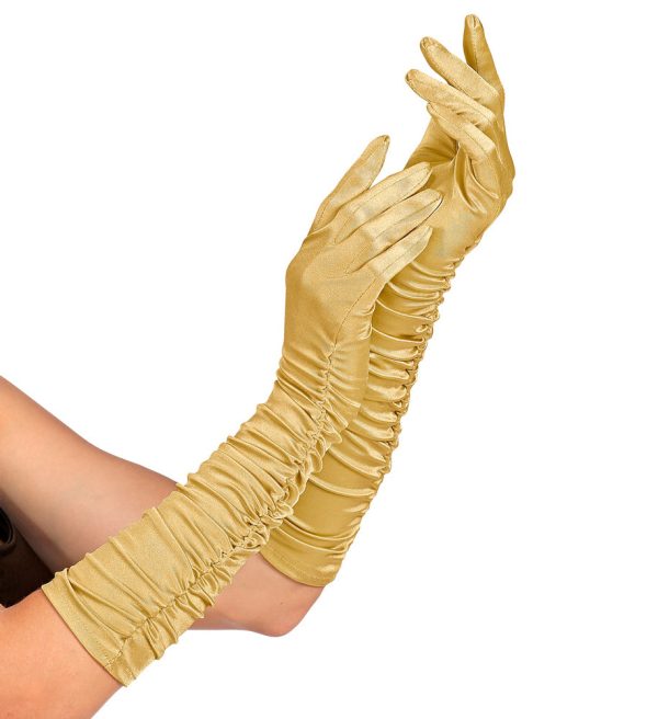 Geraffte Handschuhe in Gold 44cm Discount