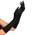 Geraffte Handschuhe in Schwarz 44cm For Discount