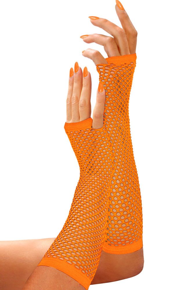 Fingerlose Netzhandschuhe neon-orange 33cm Hot on Sale