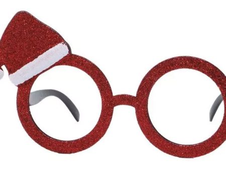 Lustige Glitzer Weihnachtsbrille rot on Sale