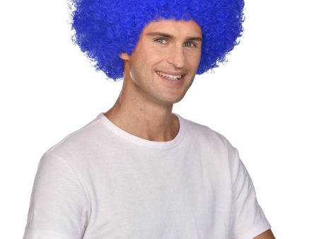 Coole Afro Perücke in Blau Sale